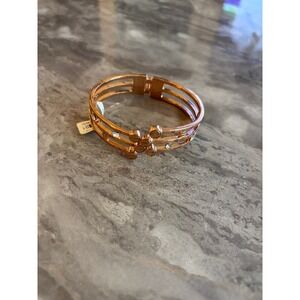 Rose Gold Tone Cuff Bracelet Crystal Accents Stackable Bangle Women Jewelry